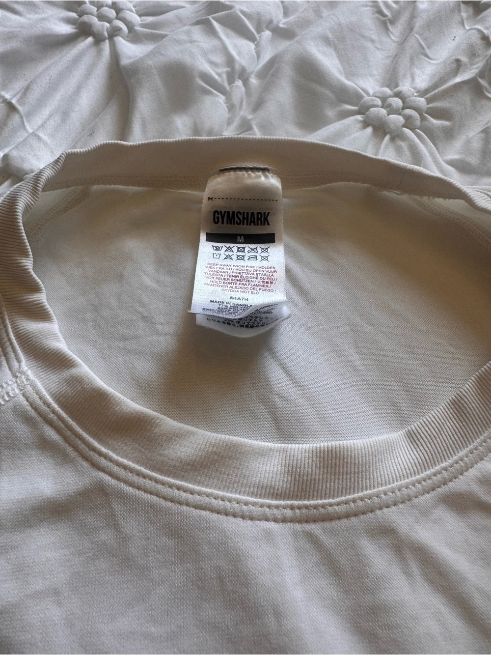Gymshark White Crewneck T-Shirt with Subtle Stitching